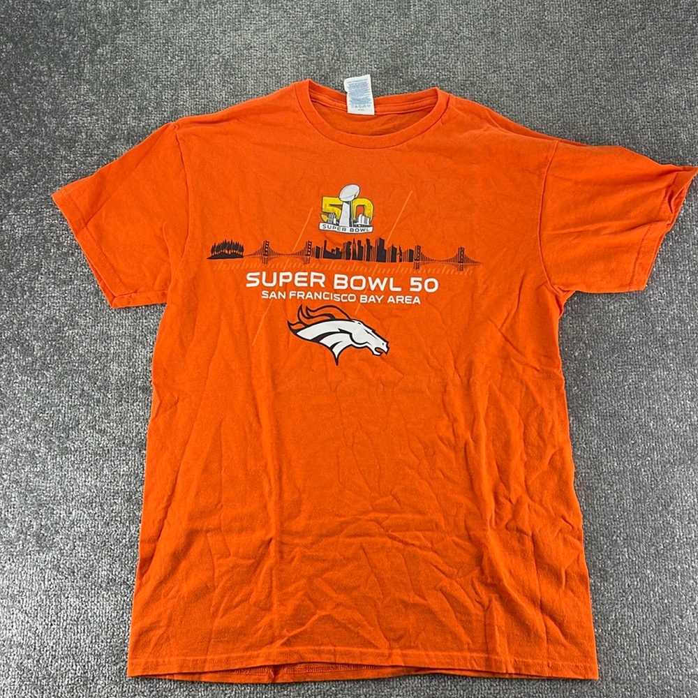 Delta Pro Weight Short Sleeve Shirt Orange Denver Broncos Womens M Super Bowl 50